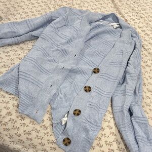 cupcakes & cashmere Sky Blue Cardigan with Tortoise Buttons